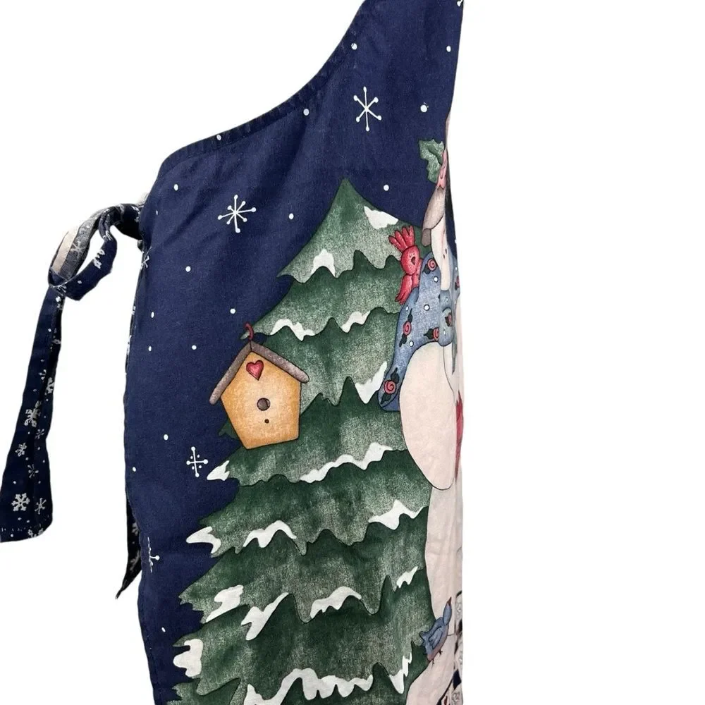 Winter Snowmen Birds Snow Apron Christmas Homemade Blue Cardinal Holiday